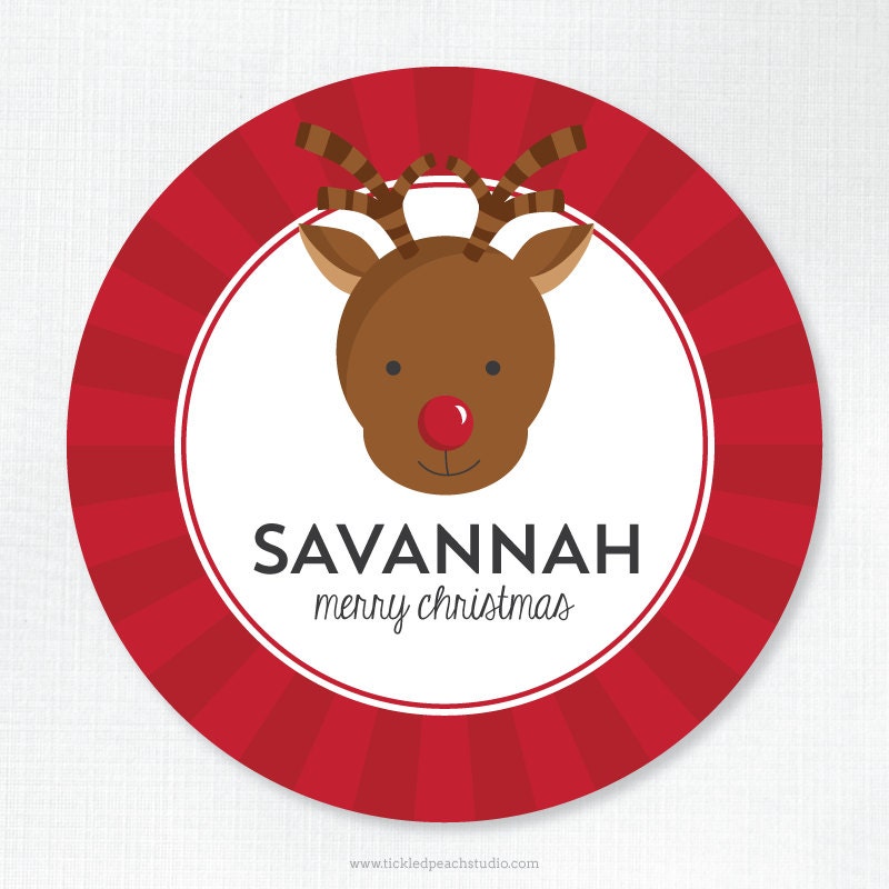 Reindeer / Rudolph Personalized Melamine Plate - Add Bowl Option Il_570xn