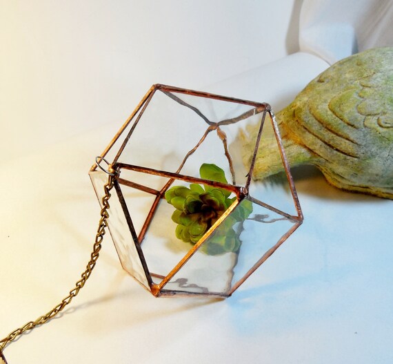 Hanging Glass Terrarium stained glass planter by jacquiesummer
