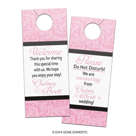 Customizable Wedding Hotel Door Hangers - Romantic, Gorgeous Vintage Baroque Flourish - Bridal Door Hanger for Guests or Welcome Bags Il_570xn