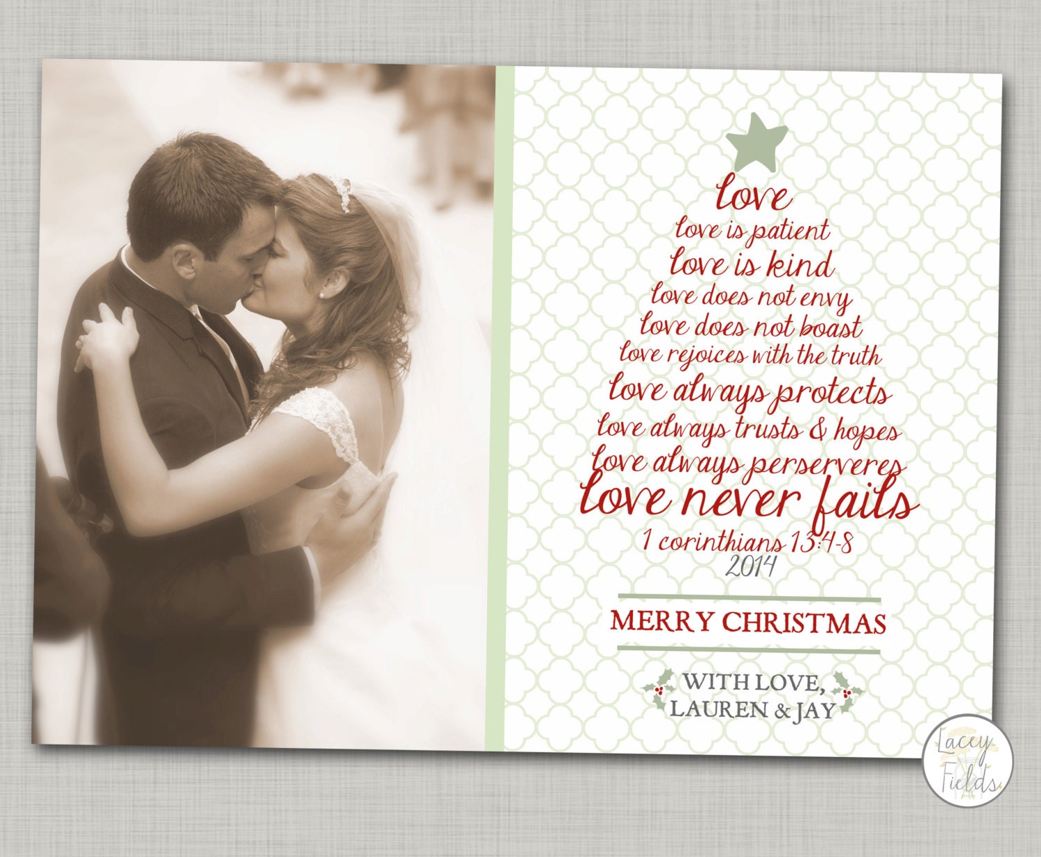 ... is patient love is kind- just married card- Couple christmas on Etsy