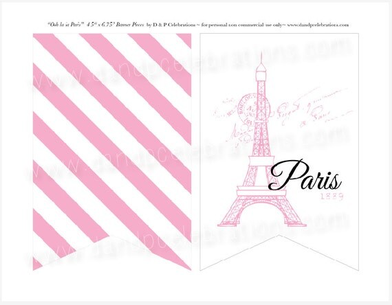 Paris Scalloped Bunting Pieces in Pink DIY Printable Page Il_570xn