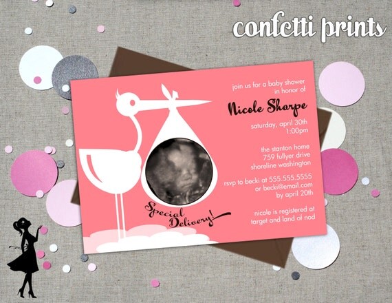Baby Shower Invitation / Ultrasound Photo Card - SPECIAL DELIVERY Printable Il_570xn