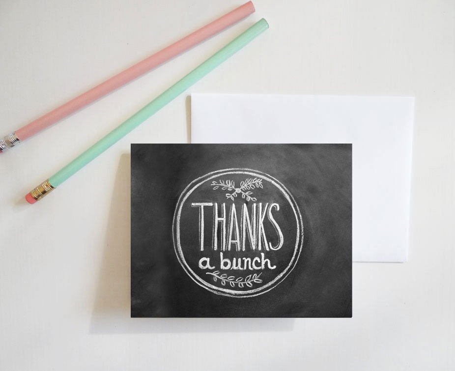 Chalkboard Thank You Card Chalkboard Art Thanks A by LilyandVal
