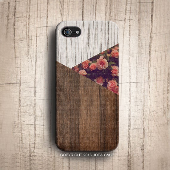 iPhone 5S Case - Vintage Floral Geometric Triangle Wood ,Wood iPhone 5 Case , Flower iPhone 4s case , Geometric iphone 4 case , iphone cover