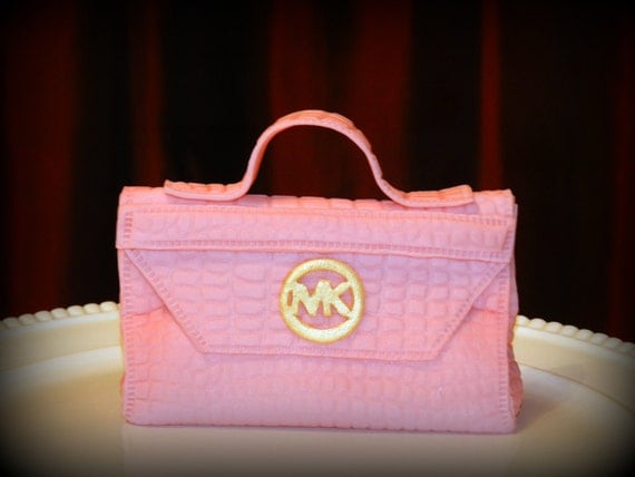 3D Pink Edible Fondant Purse Cake Topper By