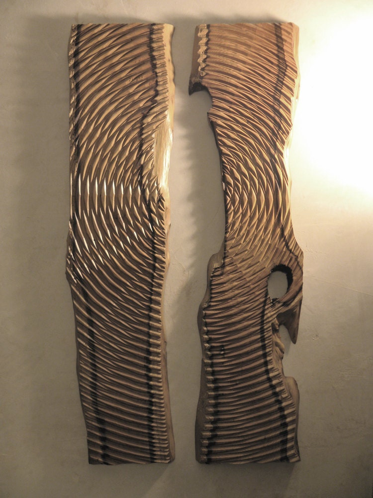 carved wood contemporary relief sculpture by by fractalwoodart