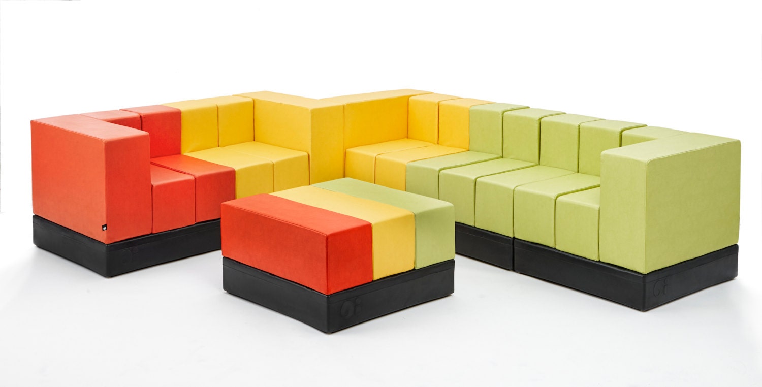 Chair. Loveseat. Unique Furniture: The #Skittles by Oi Furniture is fun, easy, eco-friendly, modular seating ideal for play & lougne - OiFurniture