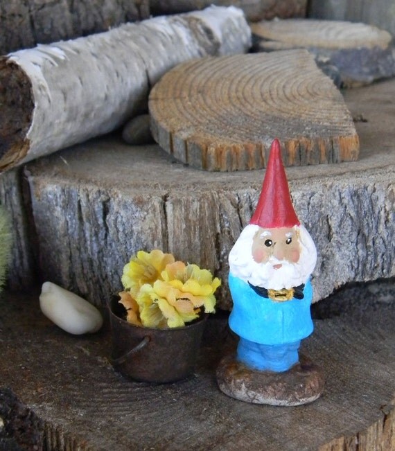 Miniature garden gnome roaming traveling by EnchantdMushroomLand