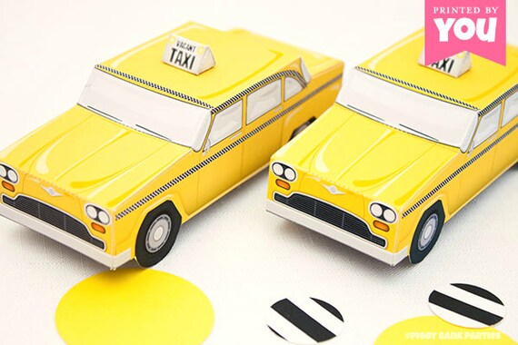 Taxi Cab Favor Box : DIY Printable Yellow Checker Cab PDF - Instant Download Il_570xn