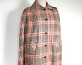 Vintage 1960s Tartan Plaid Wool Cape // Sherlock Holmes Style - TrueValueVintage