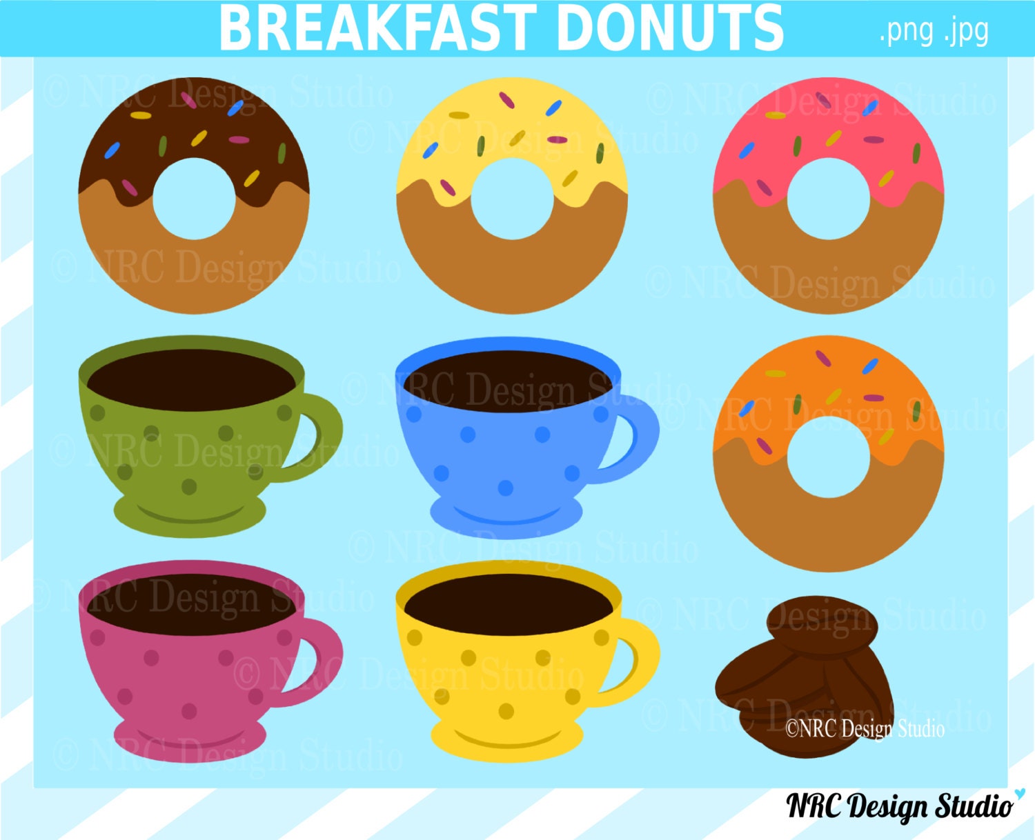 Baking Clip Art - Breakfast Donuts Clip Art - Digital Donuts Clipart Il_570xn