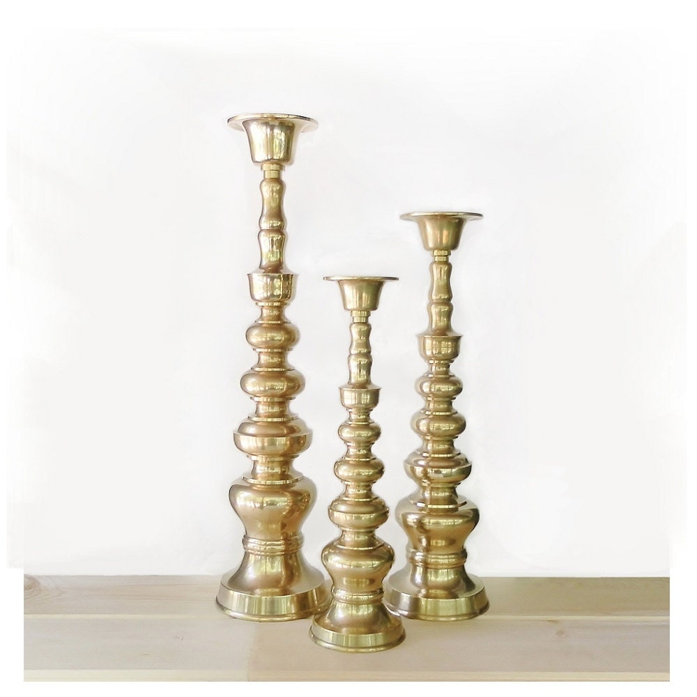 Large Brass Candle Holders Candlesticks Tall By Theinspiredtrader