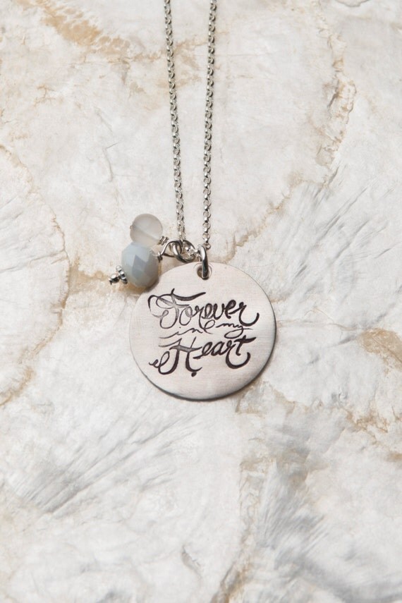 Forever in My Heart Necklace Handdrawn Scripty by therhouse