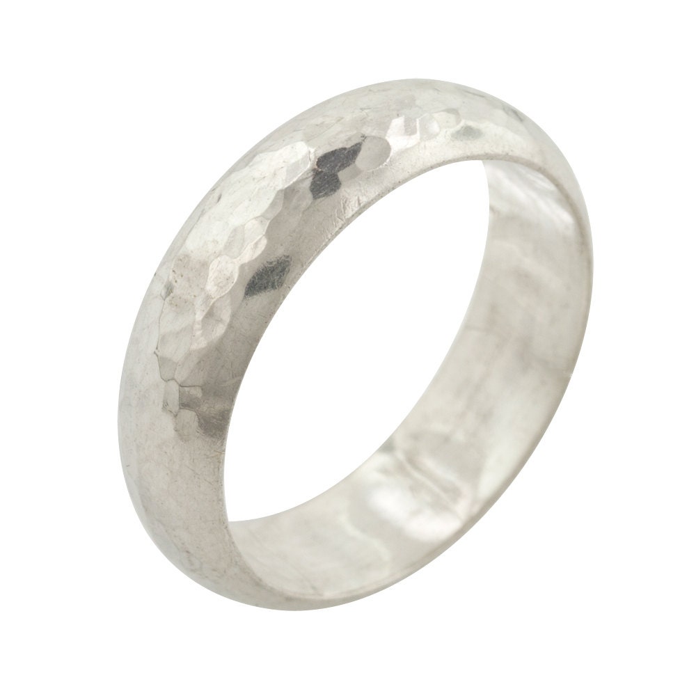 Hammered Silver Wedding Ring Band made to order in your size