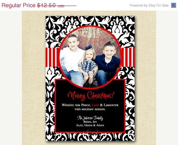 10% Off Holiday Sale Simple Damask n Stripes - PRINTABLE CARD DESIGN Il_570xn