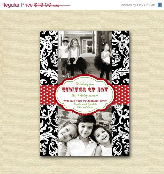 10% Off Holiday Sale Damask Tidings of Joy - Printable Holiday Photo Card Design Il_570xn