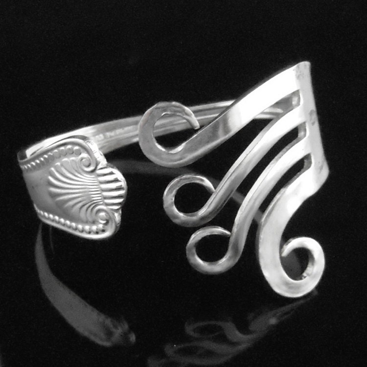 Unique Recycled Silver Fork Bracelet in Original Curly Design Number One