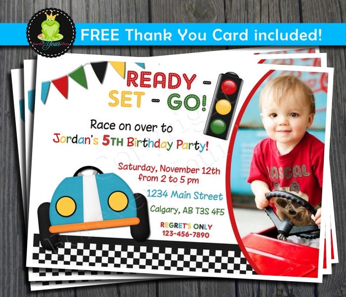 Race Car Invitation - FREE Thank You Card included Il_570xn