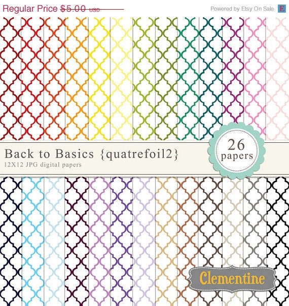 40% OFF SALE Quatrefoil digital paper 12x12, digital scrapbooking paper, royalty free commercial use -quatrefoil2- Instant Download Il_570xn