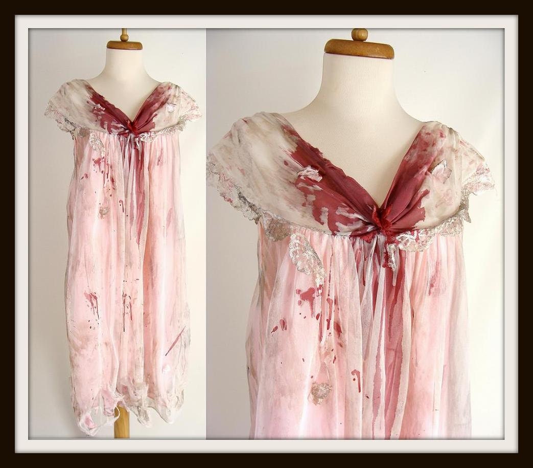 PRETTY ZOMBIE Bloody Pink Butterfly Nightgown by wardrobetheglobe