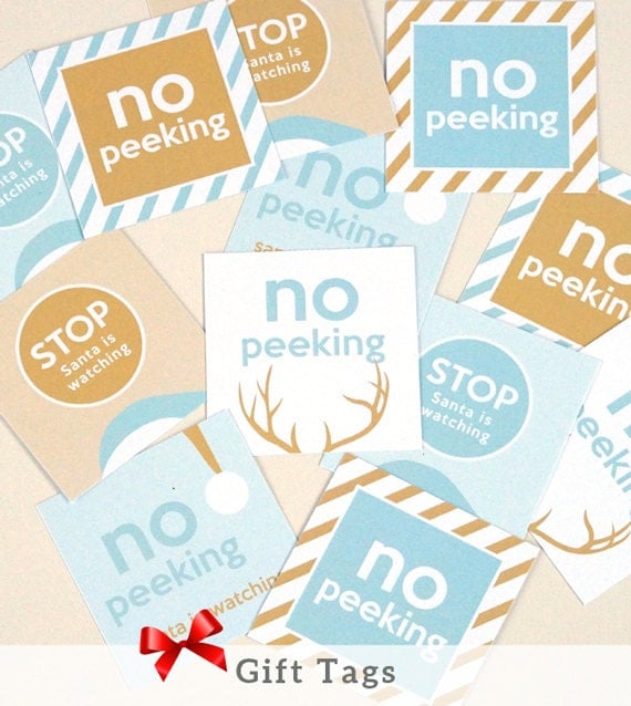 INSTANT DOWNLOAD Christmas Gift Tags. Blue & Pink Il_570xn