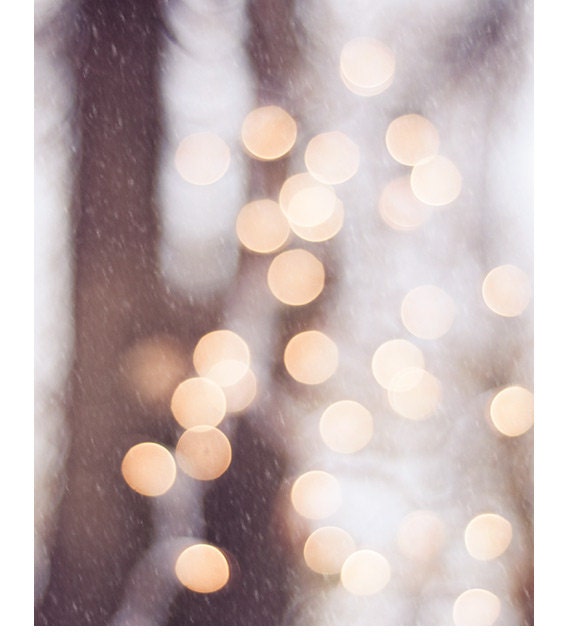 Christmas Light Photography - bokeh print holiday decor sparkle neutral wall photo white gold cream brown sparkly, "The Christmas Spirit" - CarolynCochrane