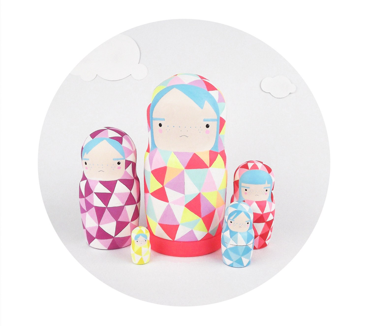 Geometric Nesting Doll Matroyshka 'Little Neons'