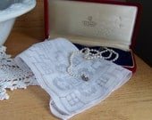 Heirloom Quality Bridal Silver Grey Handkerchief Delicate Cut Work and Embroidery Madeira Lace Victorian Style Hanky - GreenbriarCreations