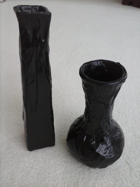 Black Upcycled Glass Vases-Set of 2 Il_570xn