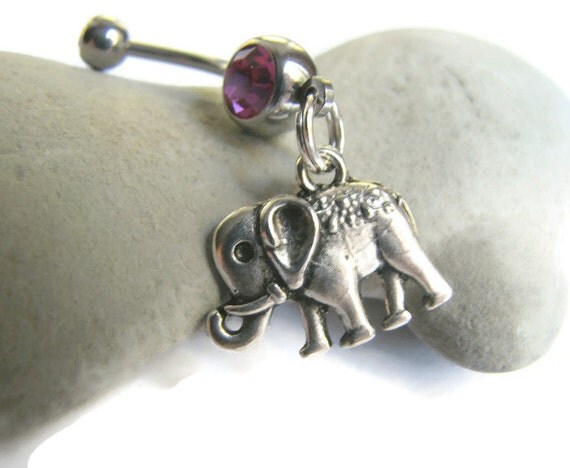 Circus Elephant Belly Button Ring Dangle Navel by BitsOffTheBeach