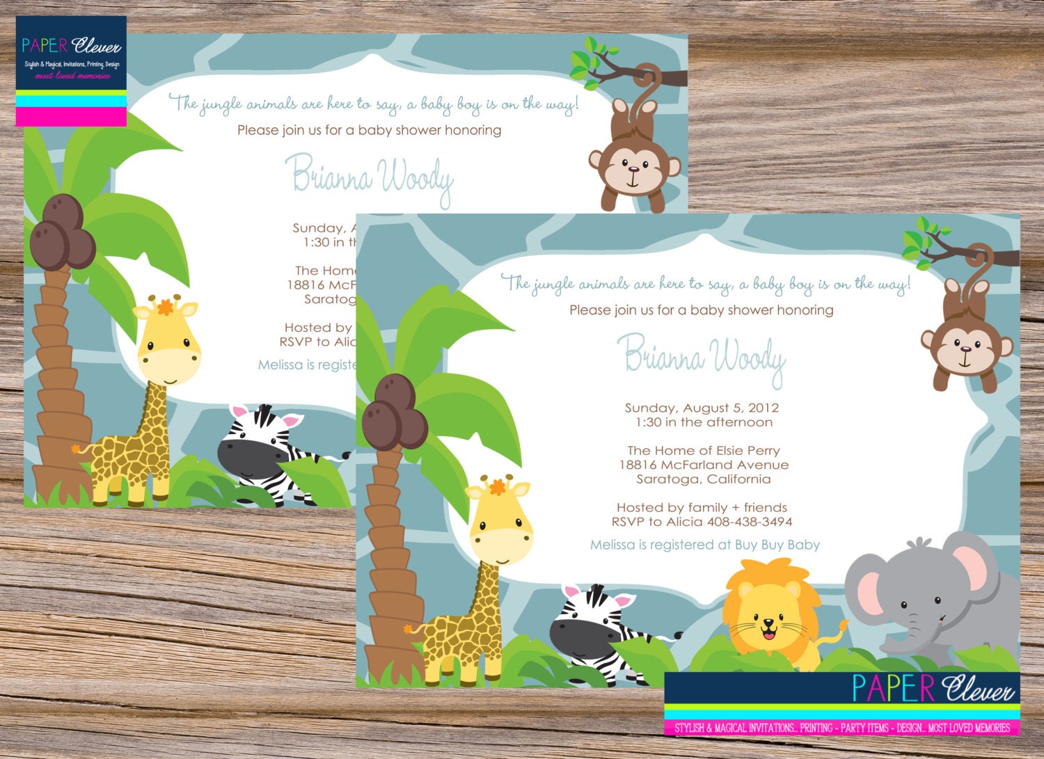 Boys Baby Shower Invitation jungle animals- digital file, printable #949 Il_570xn