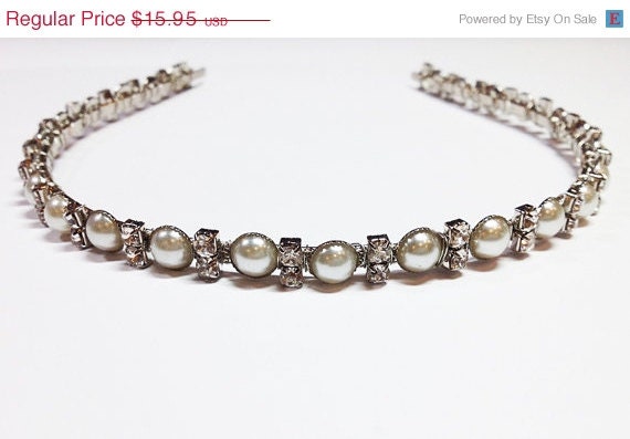 ON SALE Rhinestone Pearl Headband Bridal Headband Il_570xn
