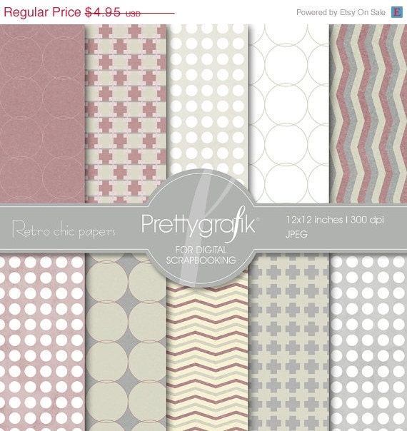 40% OFF SALE Retro Chic digital paper, commercial use, scrapbook papers, background - PS500 Il_570xn