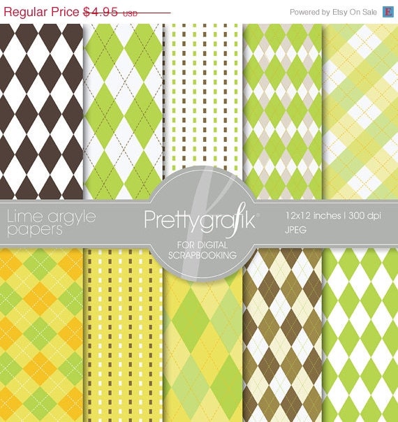 40% OFF SALE Lime argyle digital paper, commercial use, scrapbook papers, background - PS515 Il_570xn