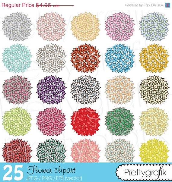 70% OFF SALE 25 flower clipart commercial use, vector graphics, digital clip art, digital images - CL499 Il_570xn