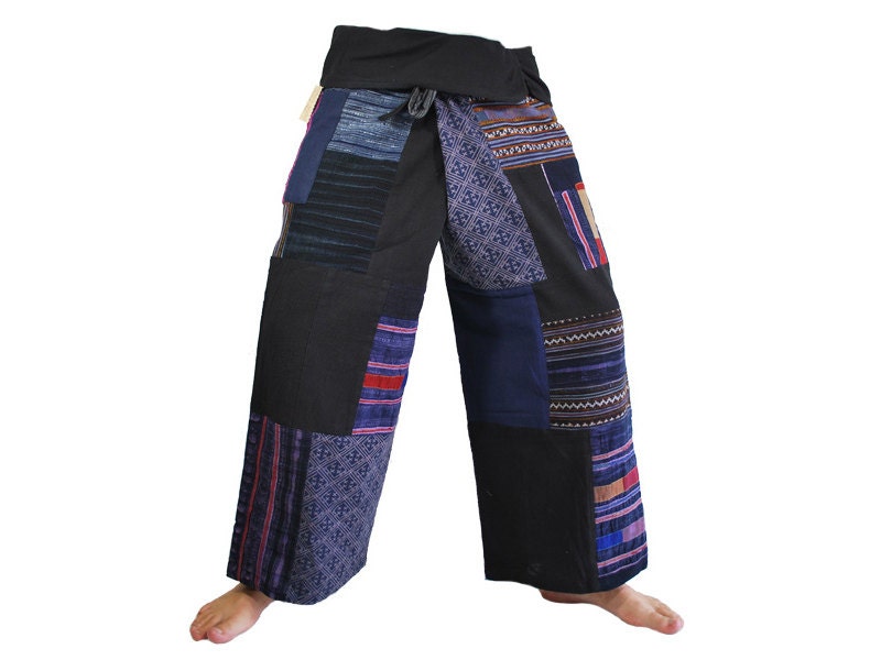 RaanPahMuang Thai Fisherman Wrap Pants - Thick Muang Cotton Unisex Plus Size Fair Trade