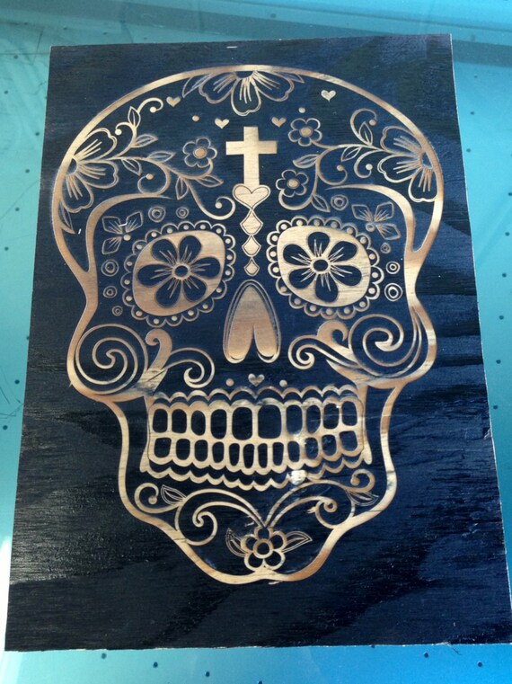 Wooden Sugar Skull Wall Art by TinyRiotDesigns on Etsy