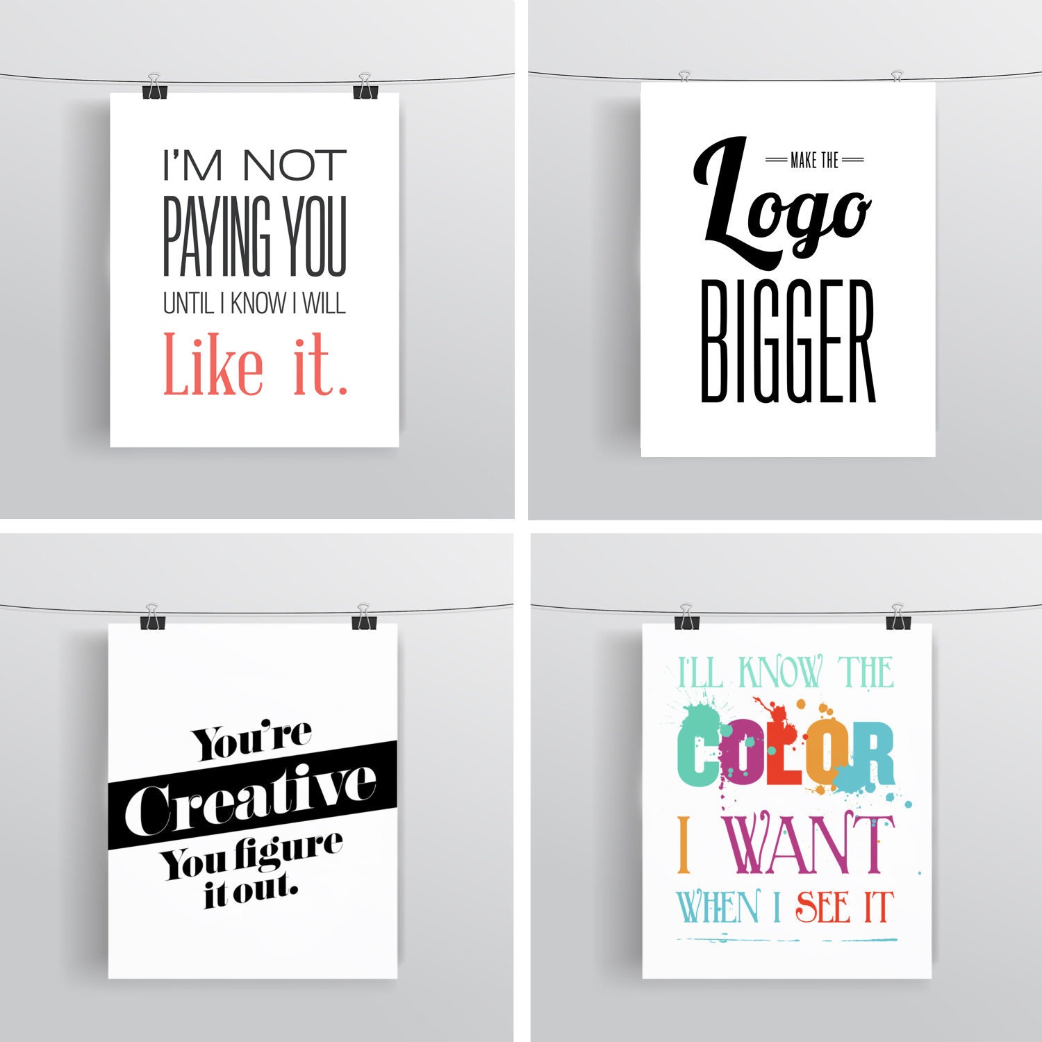 Client Quotes Set - Graphic Designer Gift - Typographic Prints - Art Prints and Posters
