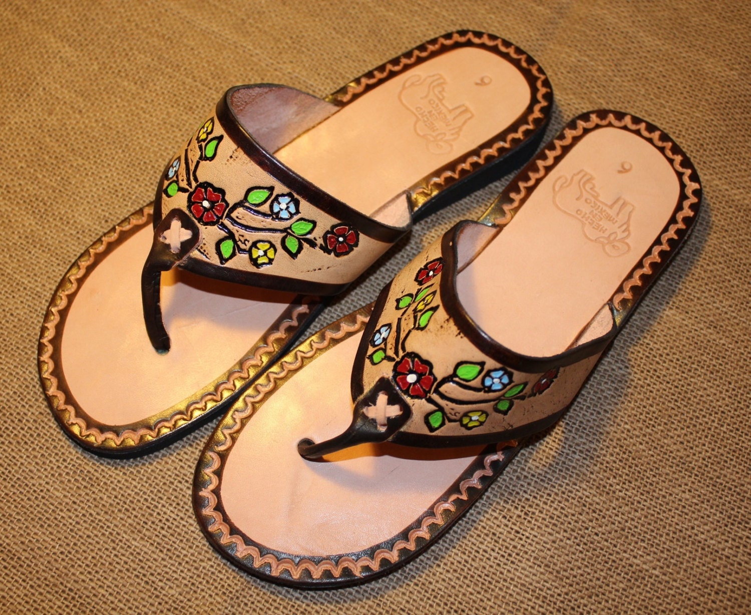 ... Leather Mexican Shoes-Flip Flops-Sandals-Hippie-BOHO- Handmade Sandals