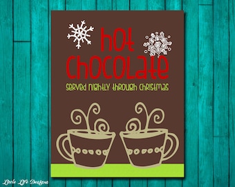 Merry Christmas. Kitchen Christmas Decor. Hot Chocolate- Served now ...