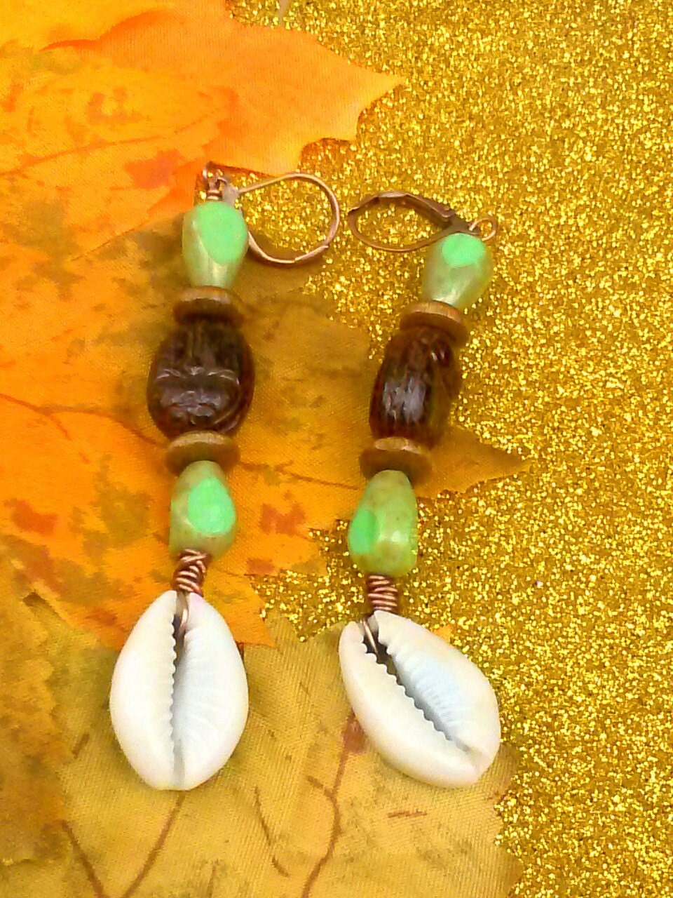 Gifts Under Twenty Dollars Tribal Cowrie Shell Earrings - ZenCustomJewelry