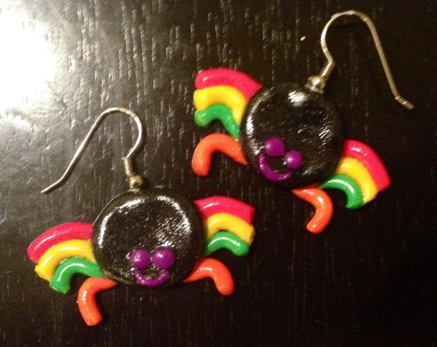 Happy Spider Earrings made with Sculpey clay - sweetiesbyrobyn