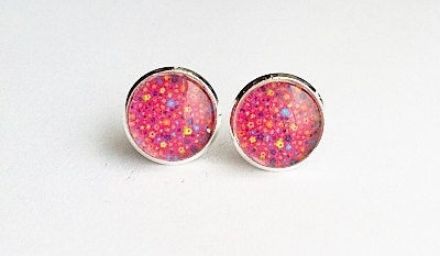 Spotty Jewelry, Fuchsia Earrings, Pink Studs - JewelAReeDooDah