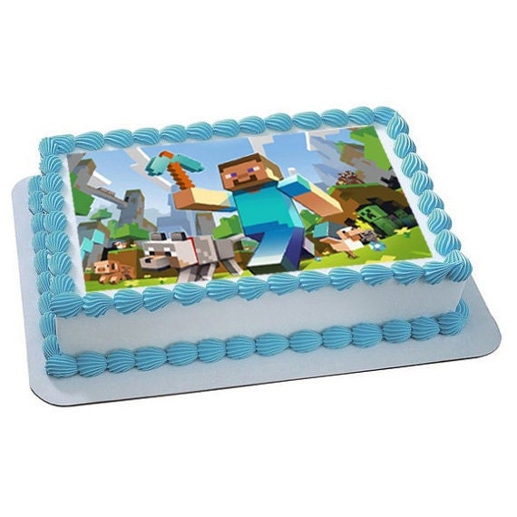Items similar to Minecraft Personalized edible image, cake ...