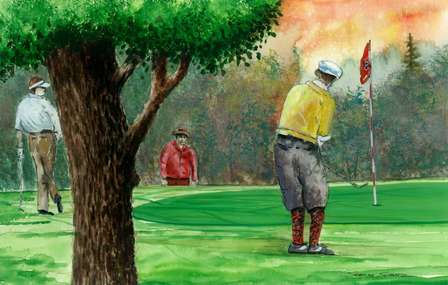 Golf Outing 16.5 x 10.5 Hand Signed Limited Edition World Famous