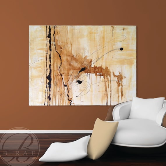 Coffee Stain_Abstract Canvas Painting by BRAEcreation on Etsy