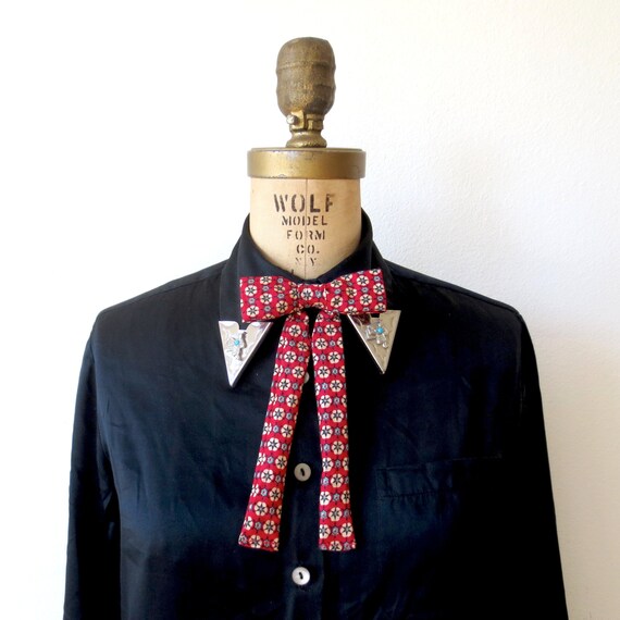 Bow Tie / Western String Tie / Geometric Print Tie by rustycuts