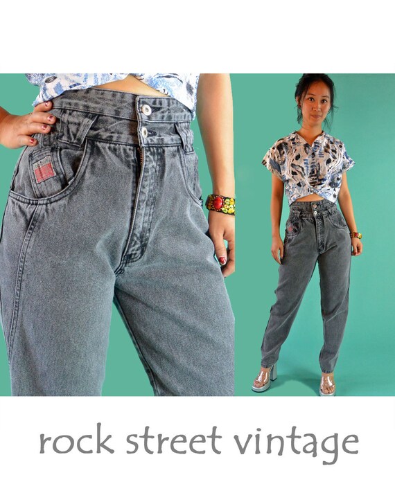 80s High Waist Jeans Vintage BONJOUR Faded by rockstreetvintage