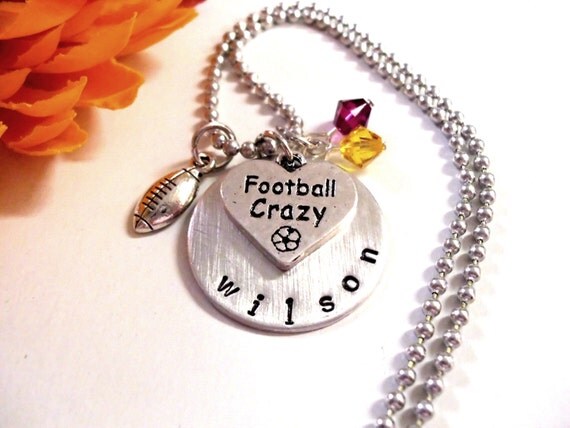 Personalized Football Necklace Football Jewelry by CharmAccents