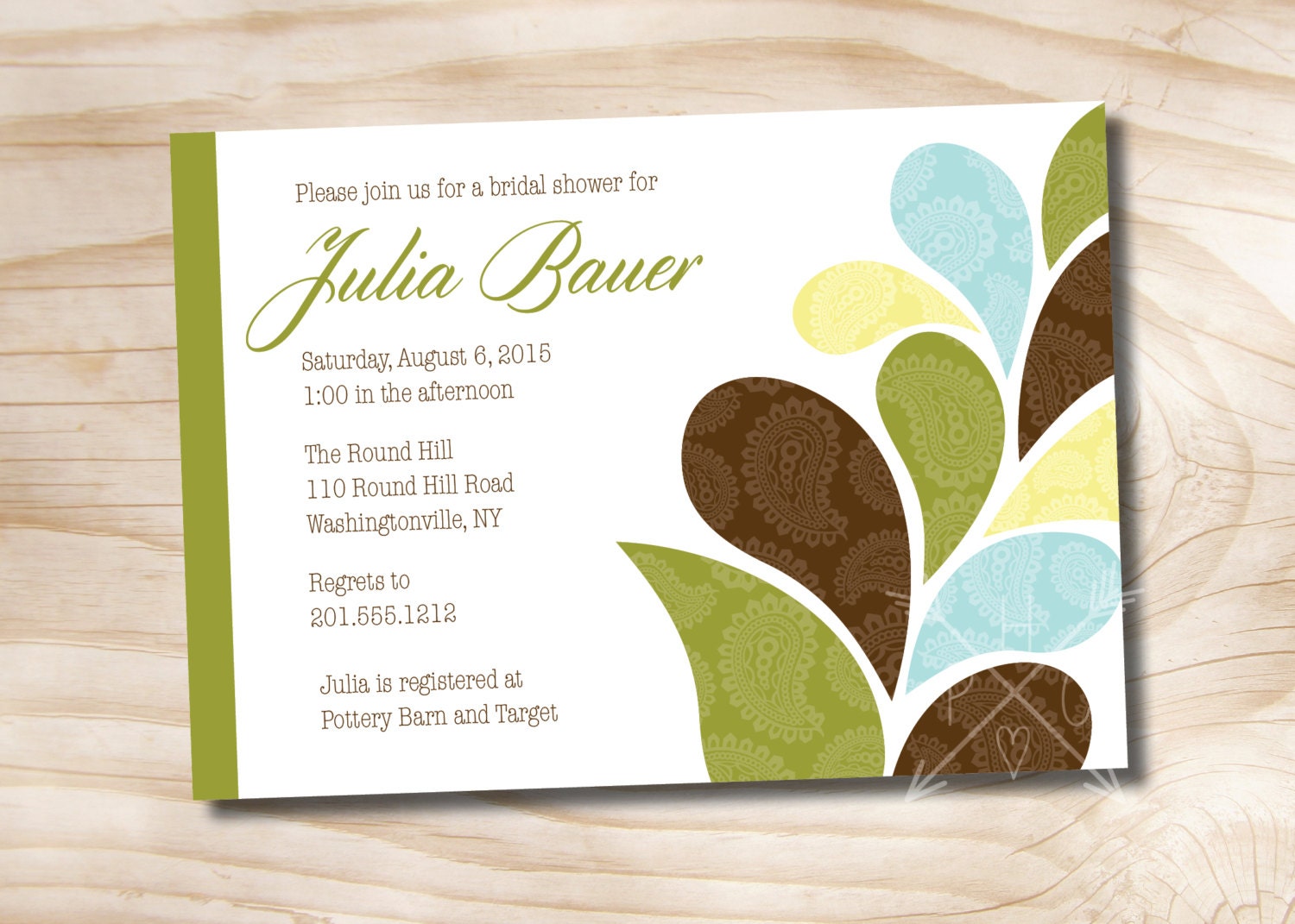 MOD PAISLEY SPLASH Bridal Shower/Baby Shower Party Event Printable Invitation, diy, you print Il_570xn